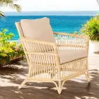 Outdoor Armchair in Natural Rattan Complete with Cushions - Bellaria Viadurini
