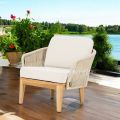 Outdoor Armchair in Teak and Polyethylene Weaving - Jhon