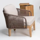 Outdoor Armchair in Teak and Polyethylene Weave - Jhon Viadurini