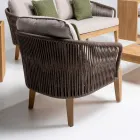 Outdoor Armchair in Teak and Polyethylene Weave - Jhon Viadurini
