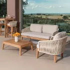 Outdoor Armchair in Teak and Polyethylene Weaving - Jhon Viadurini