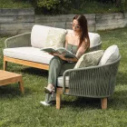 Outdoor Armchair in Teak and Polyethylene Weaving - Jhon Viadurini