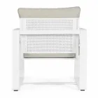 Outdoor Armchair in Fabric and White Painted Aluminum, 2 Pieces - Marianna Viadurini