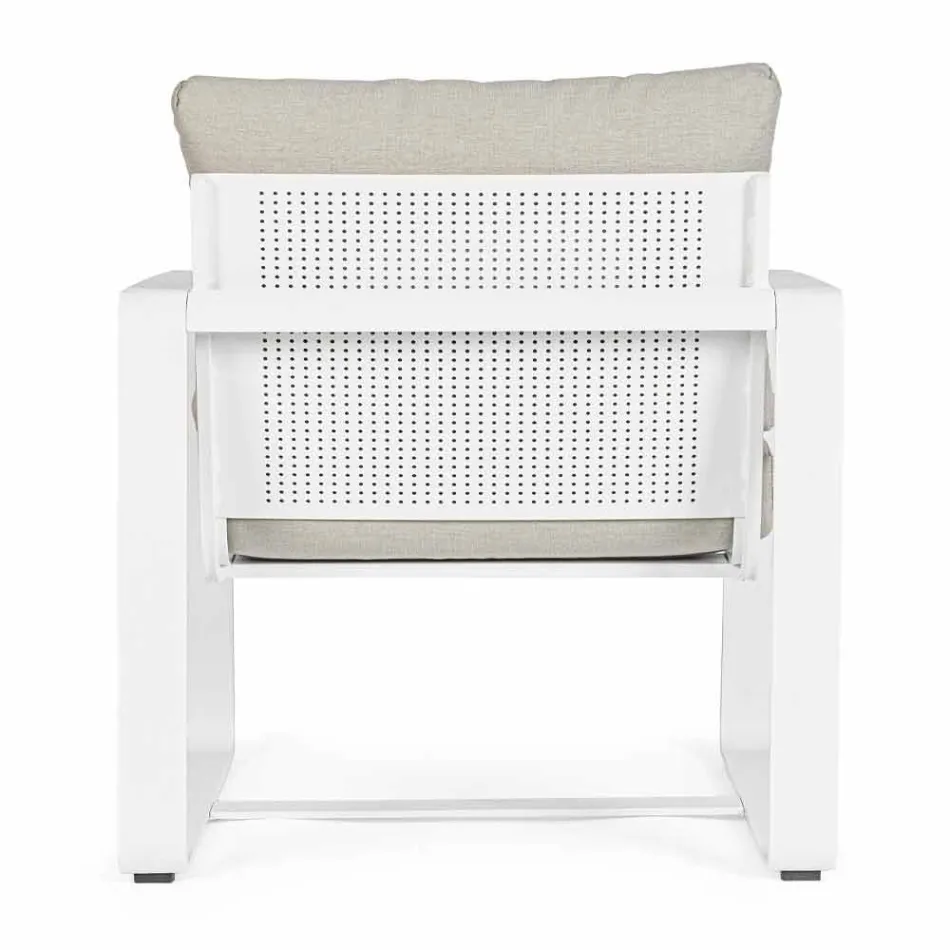 Outdoor Armchair in Fabric and White Painted Aluminum, 2 Pieces - Marianna Viadurini