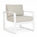 Outdoor Armchair in Fabric and White Painted Aluminum, 2 Pieces - Marianna
