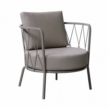Modern Outdoor Armchair in Painted Metal and Fabric Made in Italy - Olma Viadurini