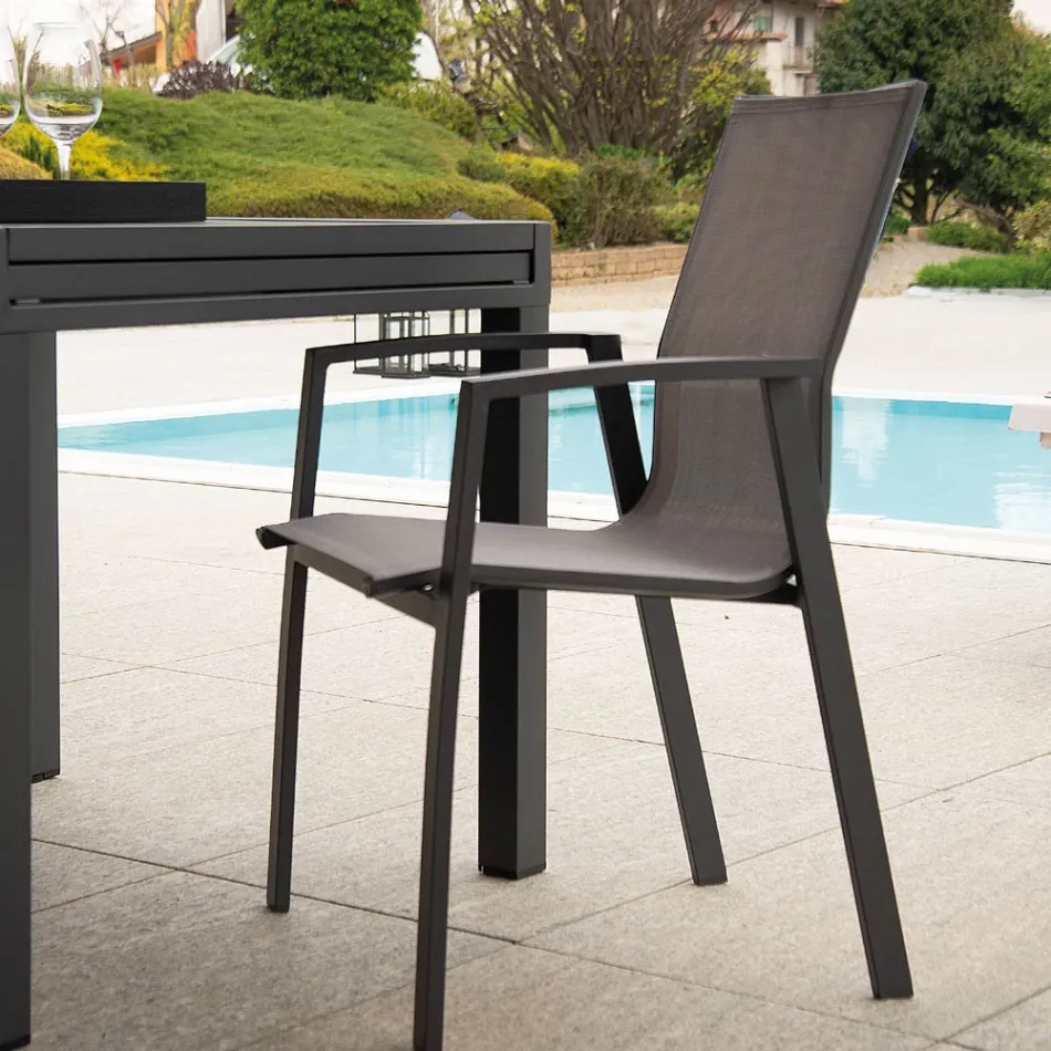 Outdoor Armchair Made of Aluminum and Textilene - Map Viadurini