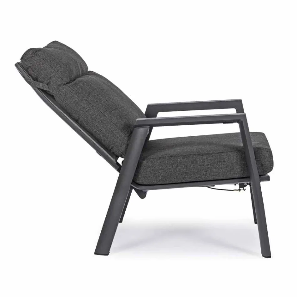 Reclining Outdoor Armchair in Fabric and Aluminum, 2 Pieces - Nathy Viadurini
