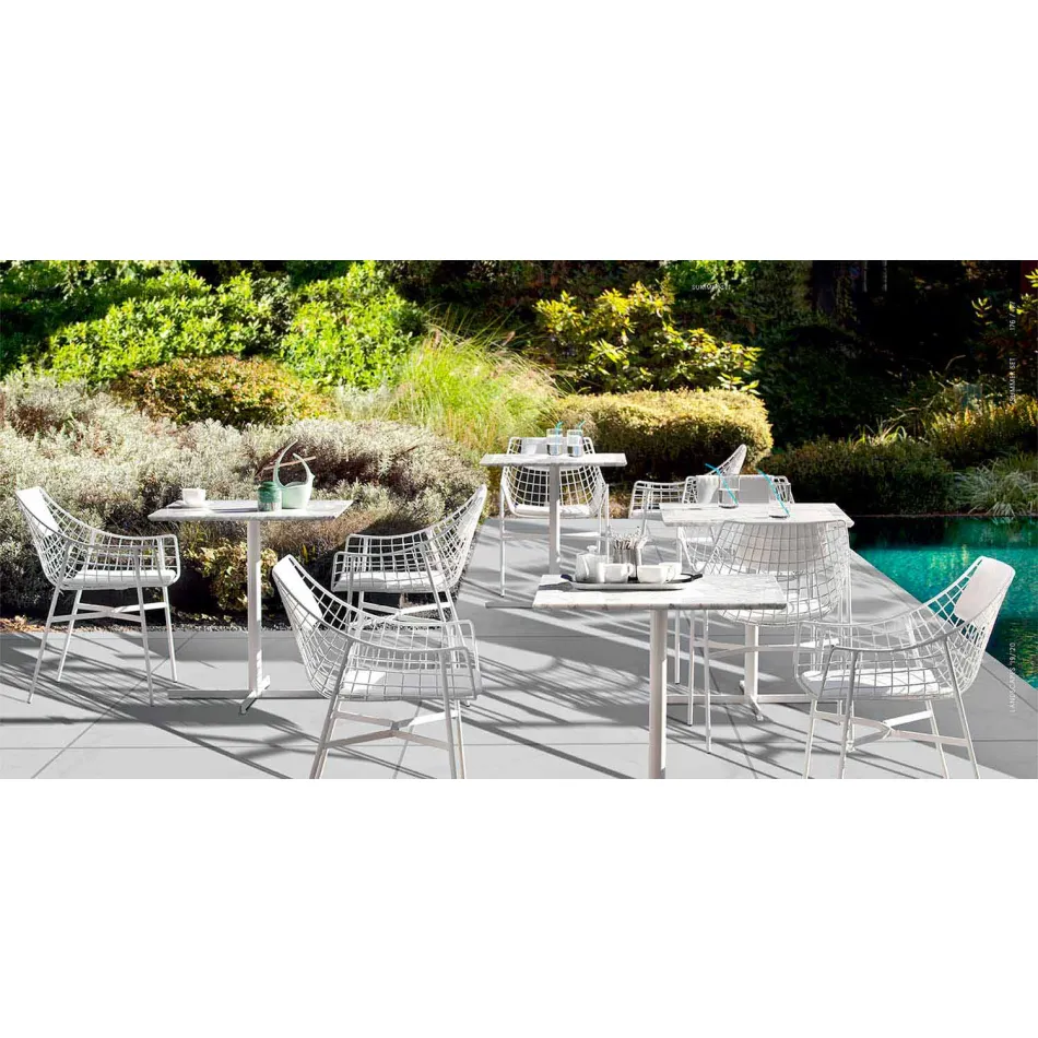 Varaschin Summer outdoor armchair Design set in white steel Viadurini