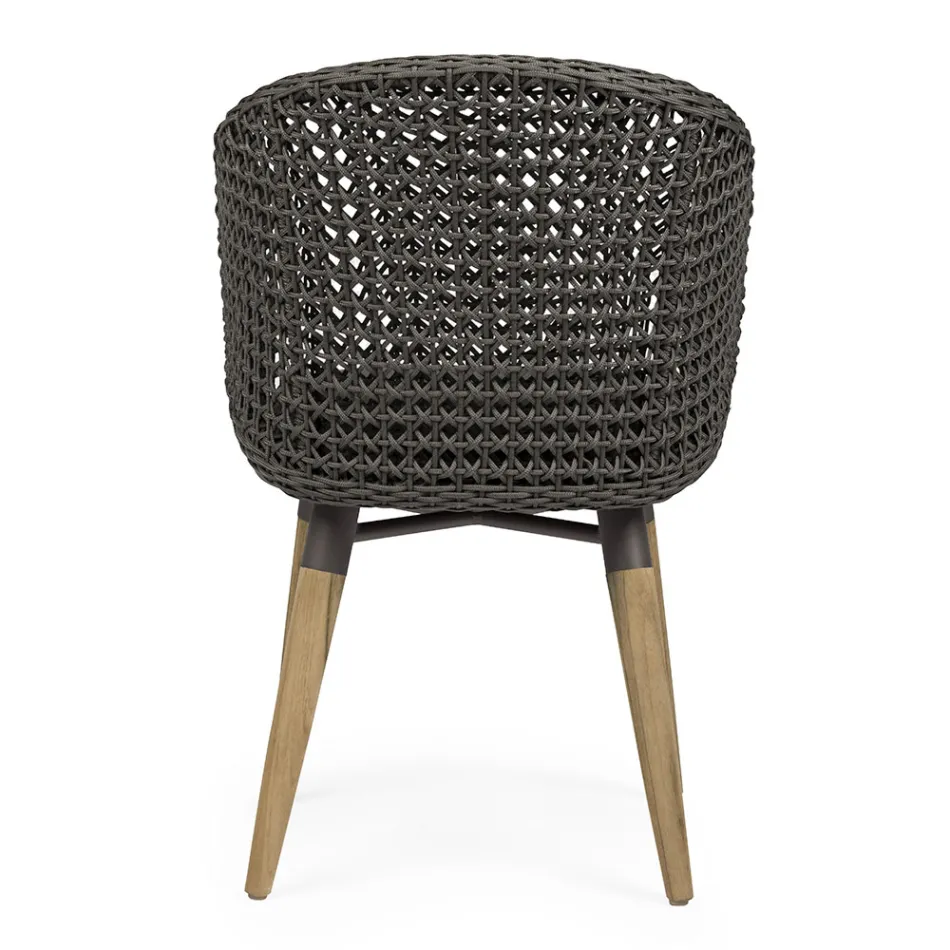 Garden Armchair with Teak Legs and Fabric Seat, Homemotion - Chantall Viadurini