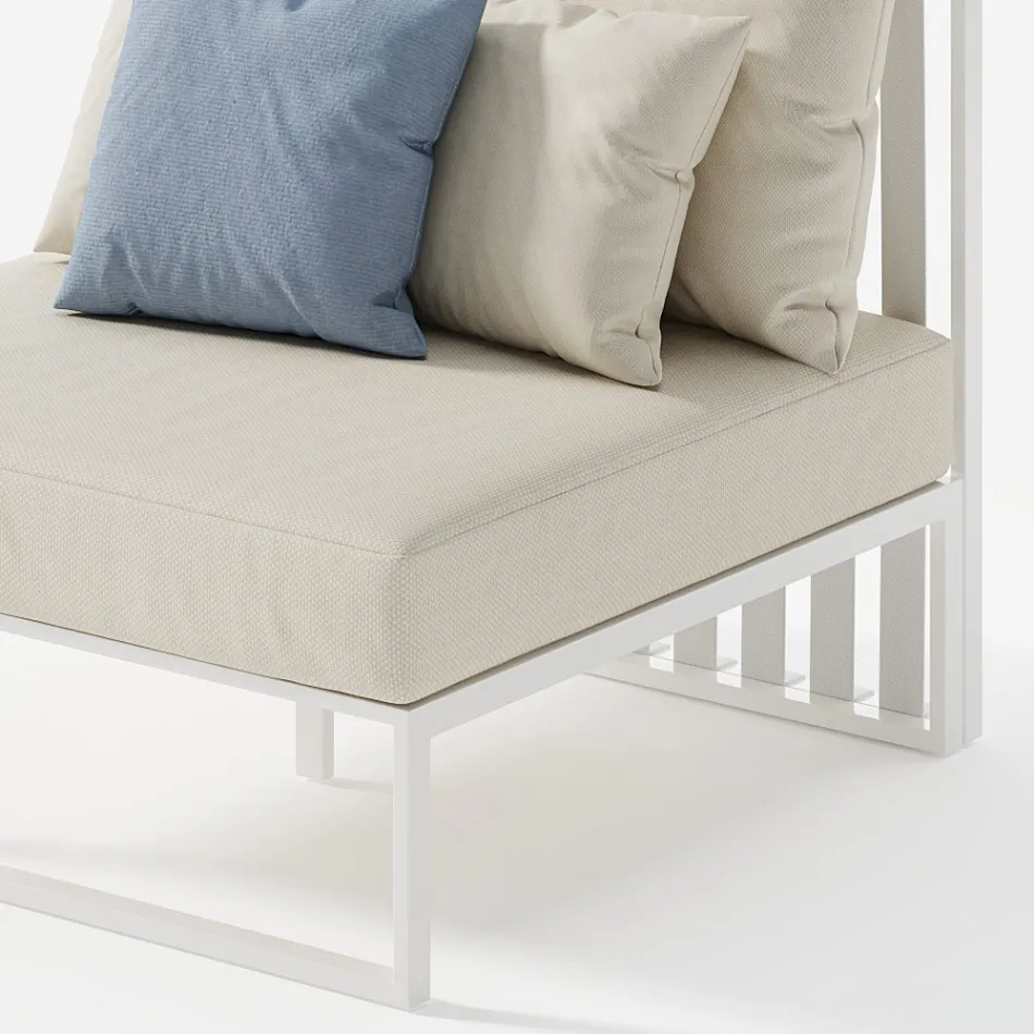 Garden Armchair with Fabric Seat and Aluminum Structure Made in Italy - Juliediv Viadurini