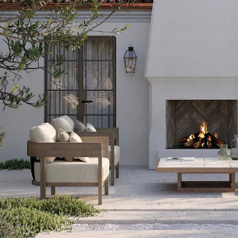 Garden Chair with Teak Wood Frame Made in Italy - Briga Viadurini