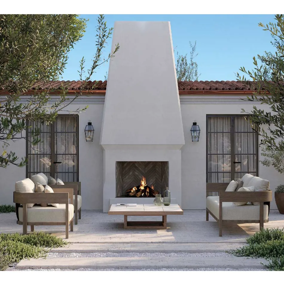 Garden Chair with Teak Wood Frame Made in Italy - Briga Viadurini