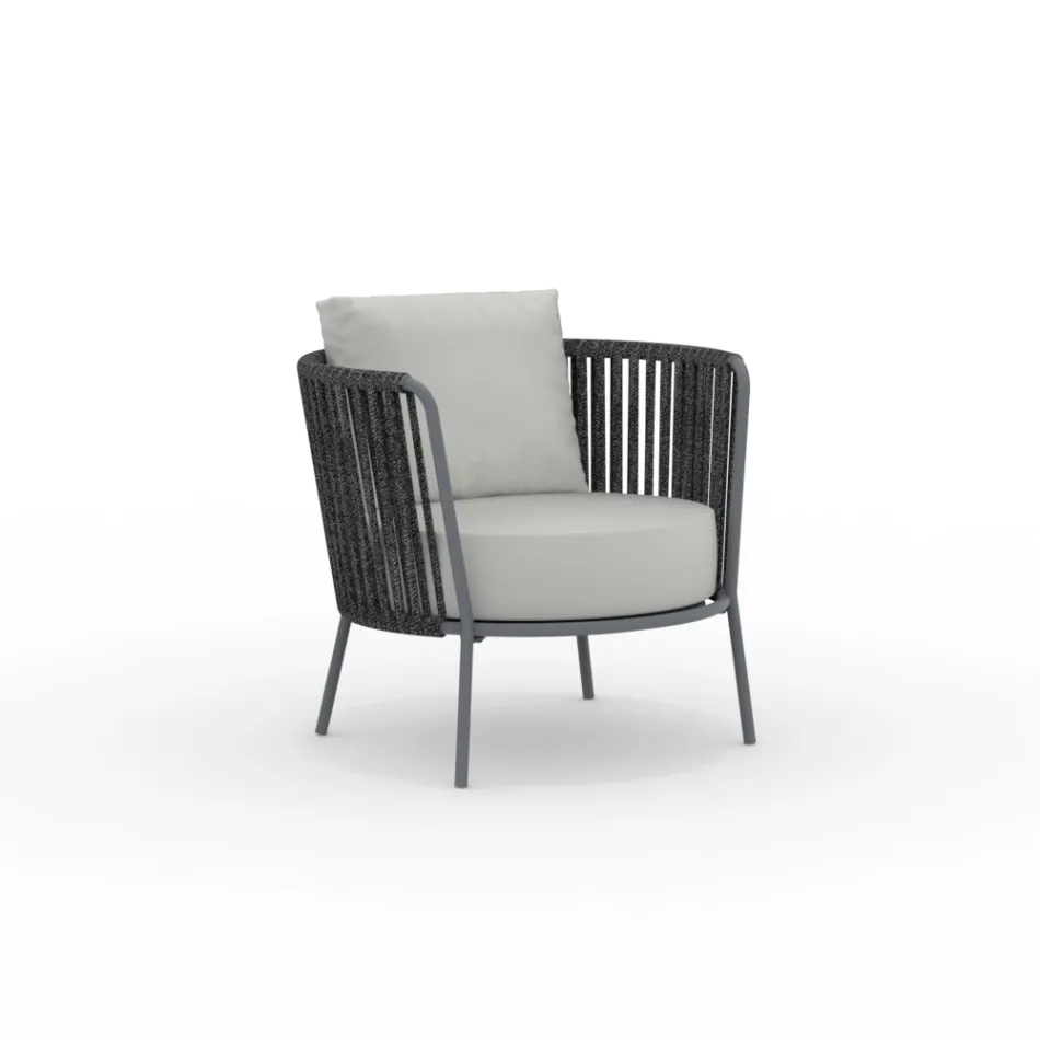 Stainless Steel Garden Armchair and Rope Backrest - Luxura Viadurini