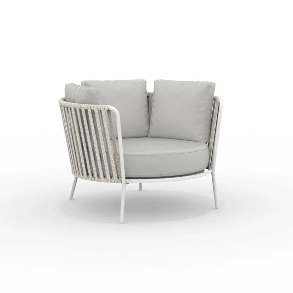 Stainless Steel Garden Armchair and Rope Backrest - Luxura Viadurini