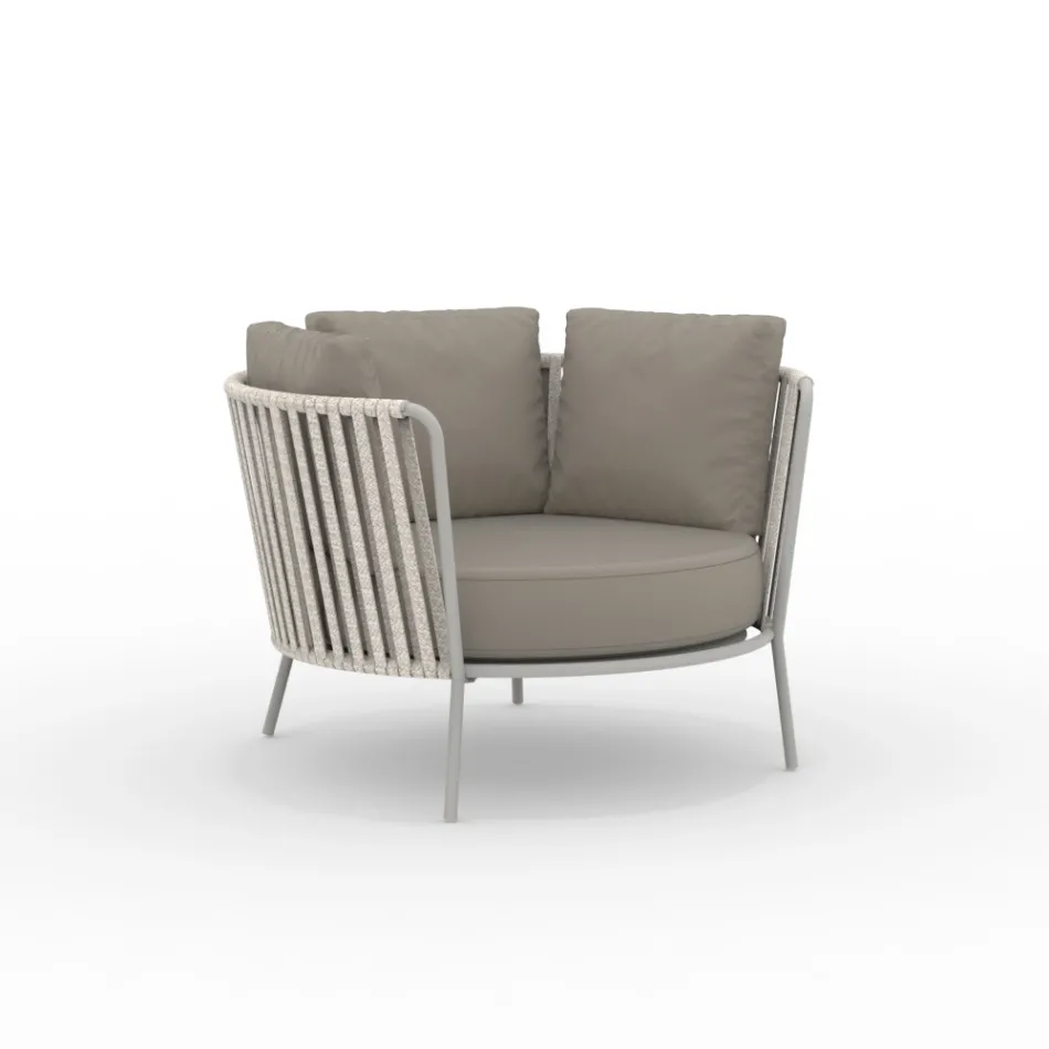 Stainless Steel Garden Armchair and Rope Backrest - Luxura Viadurini