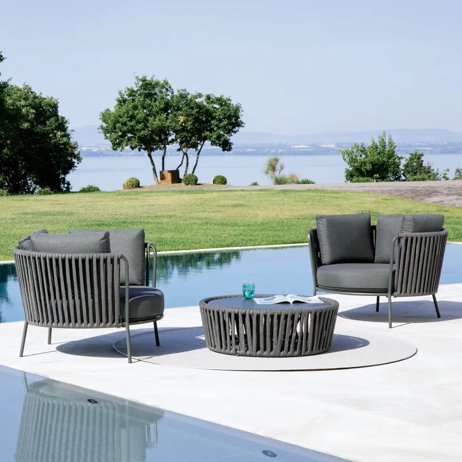 Stainless Steel Garden Armchair and Rope Backrest - Luxura Viadurini