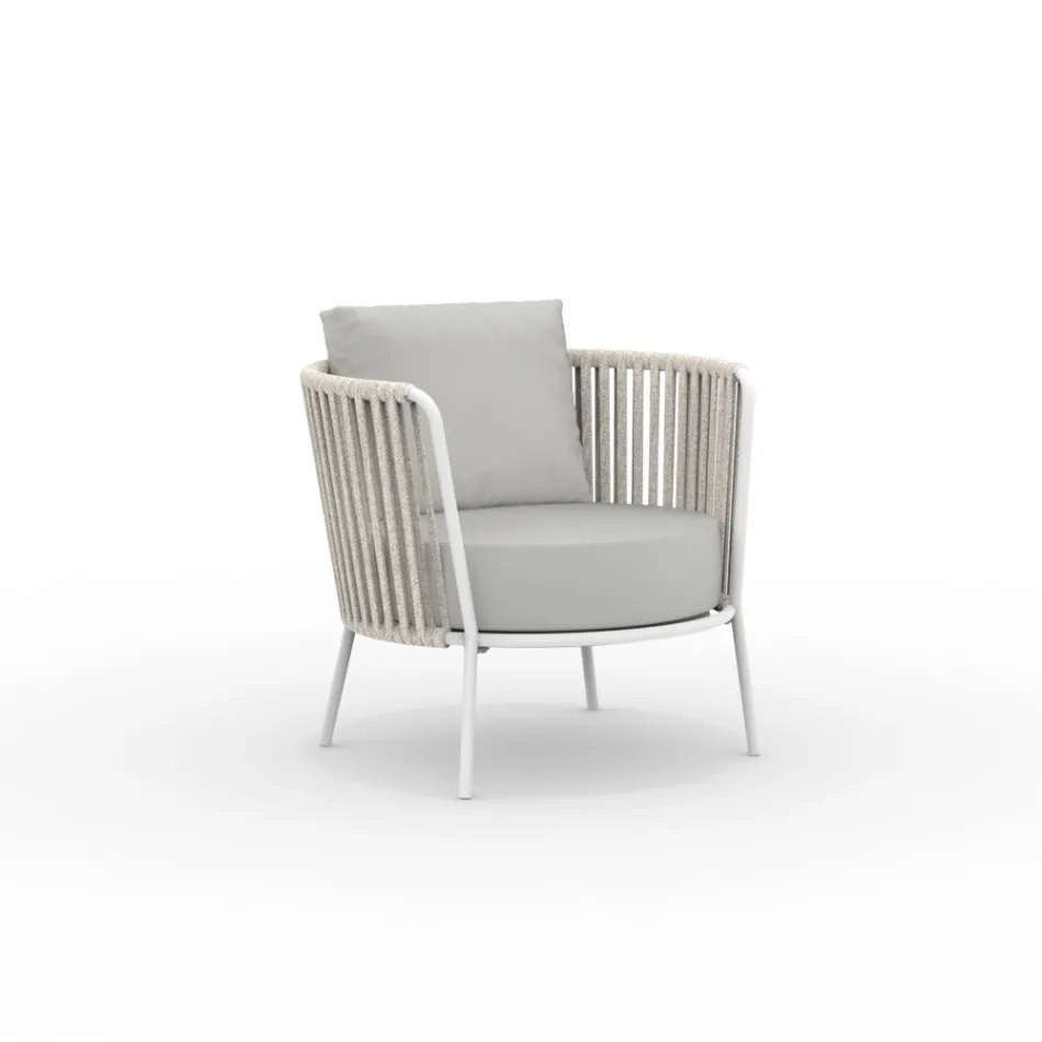 Stainless Steel Garden Armchair and Rope Backrest - Luxura Viadurini