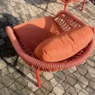 Garden Chair in Aluminum, Rope and Marsala or White Fabric - Brise Viadurini