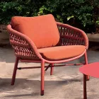 Garden Chair in Aluminum, Rope and Marsala or White Fabric - Brise Viadurini