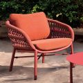 Garden Chair in Aluminum, Rope and Marsala or White Fabric - Brise
