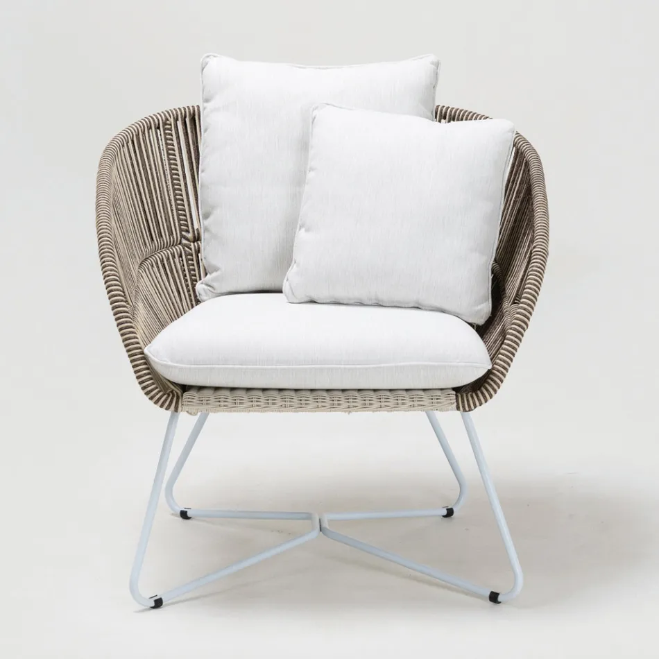 Garden Armchair in Aluminum and Rope Weaving - Alcor Viadurini