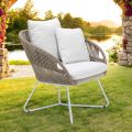 Garden Armchair in Aluminum and Rope Weaving - Alcor