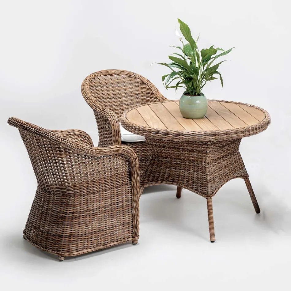 Garden Chair in Aluminum and Polyrattan Weave - Melina Viadurini