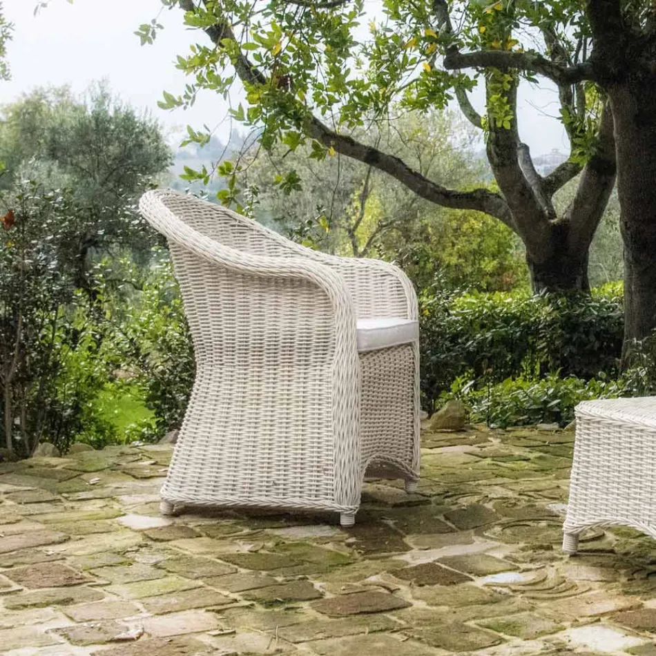 Garden Chair in Aluminum and Polyrattan Weave - Melina Viadurini