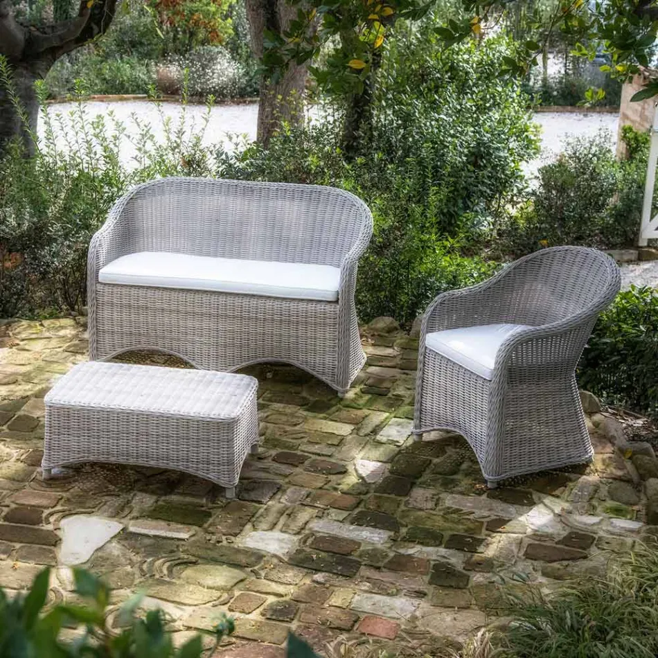 Garden Chair in Aluminum and Polyrattan Weave - Melina Viadurini