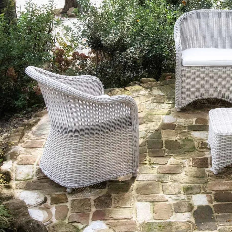 Garden Chair in Aluminum and Polyrattan Weave - Melina Viadurini
