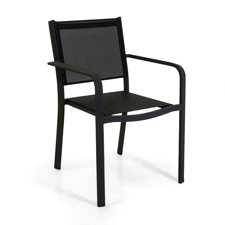 Garden Chair in Aluminum and Textilene with Different Finishes - Notebook Viadurini