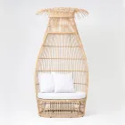 Garden Armchair in Polyrattan Weave with Off-White Cushion - Anteia Viadurini