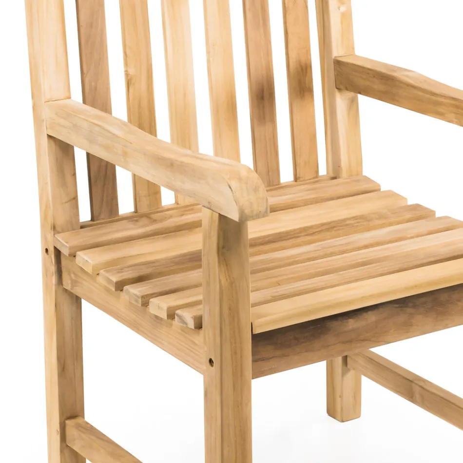 Garden Armchair in Natural Teak Wood - Yggdrasil Viadurini