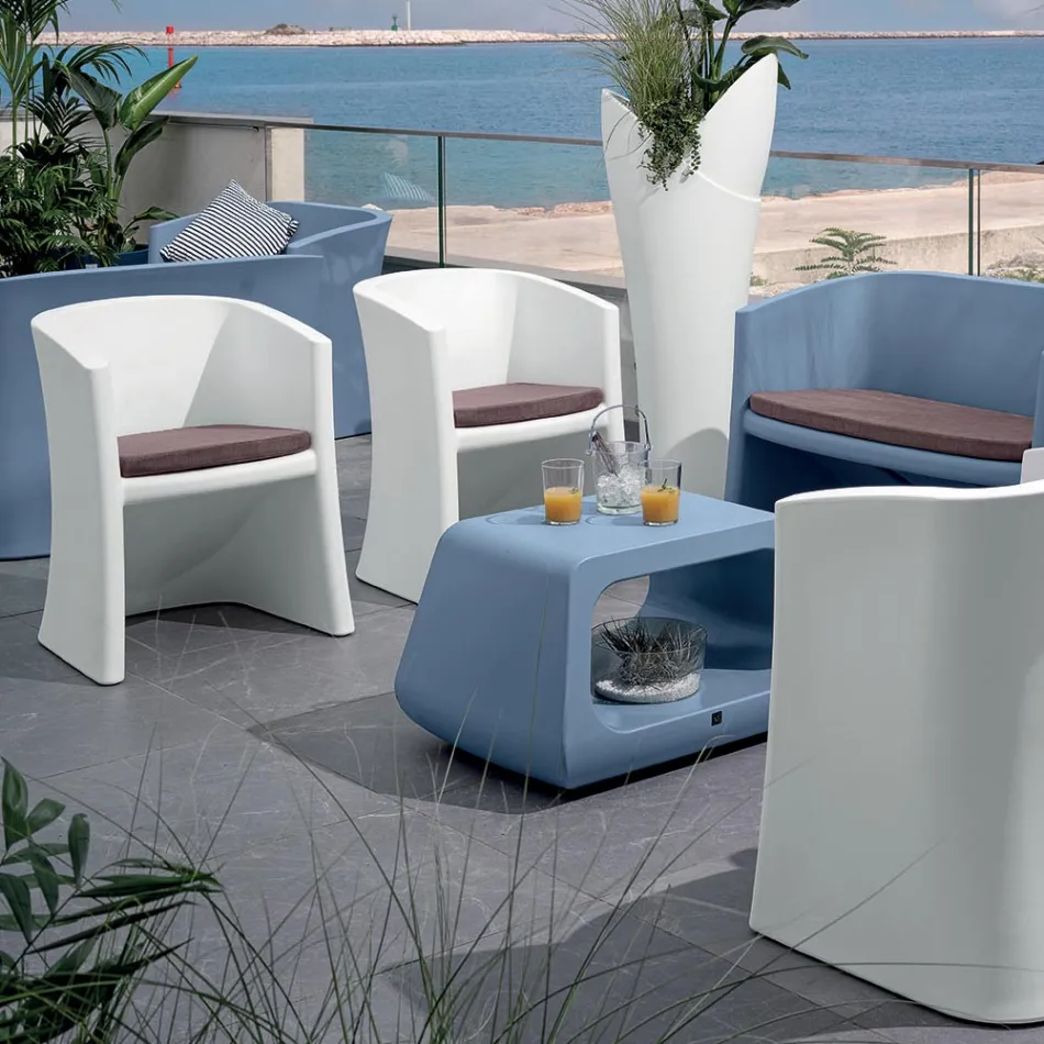Garden Armchair in Polyethylene with Armrests Made in Italy - Perez Viadurini