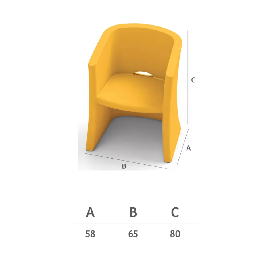 Garden Armchair in Polyethylene with Armrests Made in Italy - Perez Viadurini