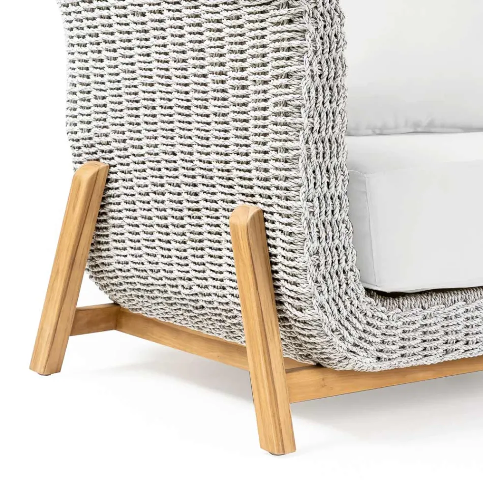 Teak and Rope Weave Garden Chair - Arjuna Viadurini