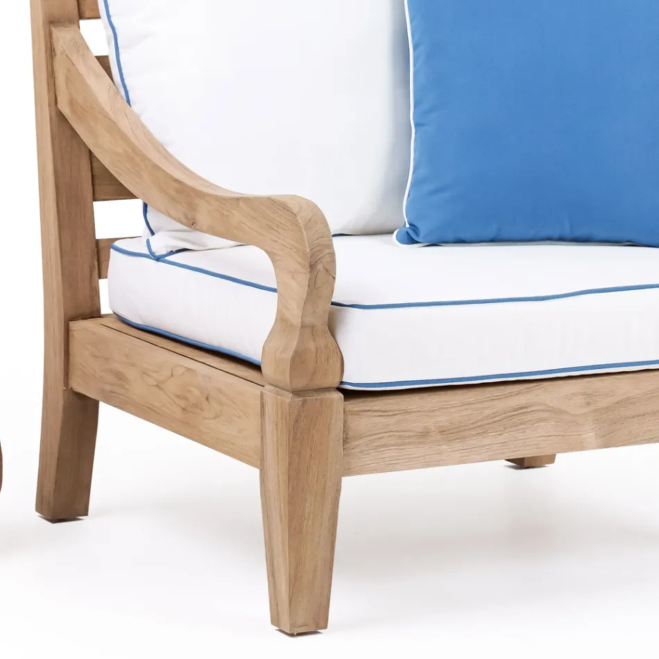 Garden Armchair in Brushed Natural Teak - Artes Viadurini