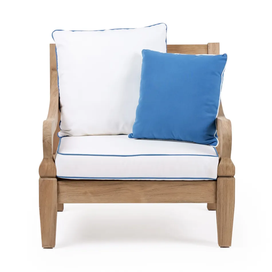 Garden Armchair in Brushed Natural Teak - Artes Viadurini