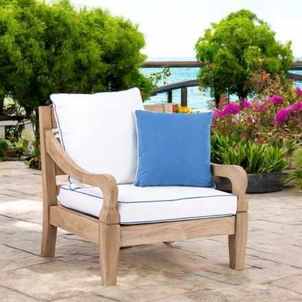Garden Armchair in Brushed Natural Teak - Artes Viadurini