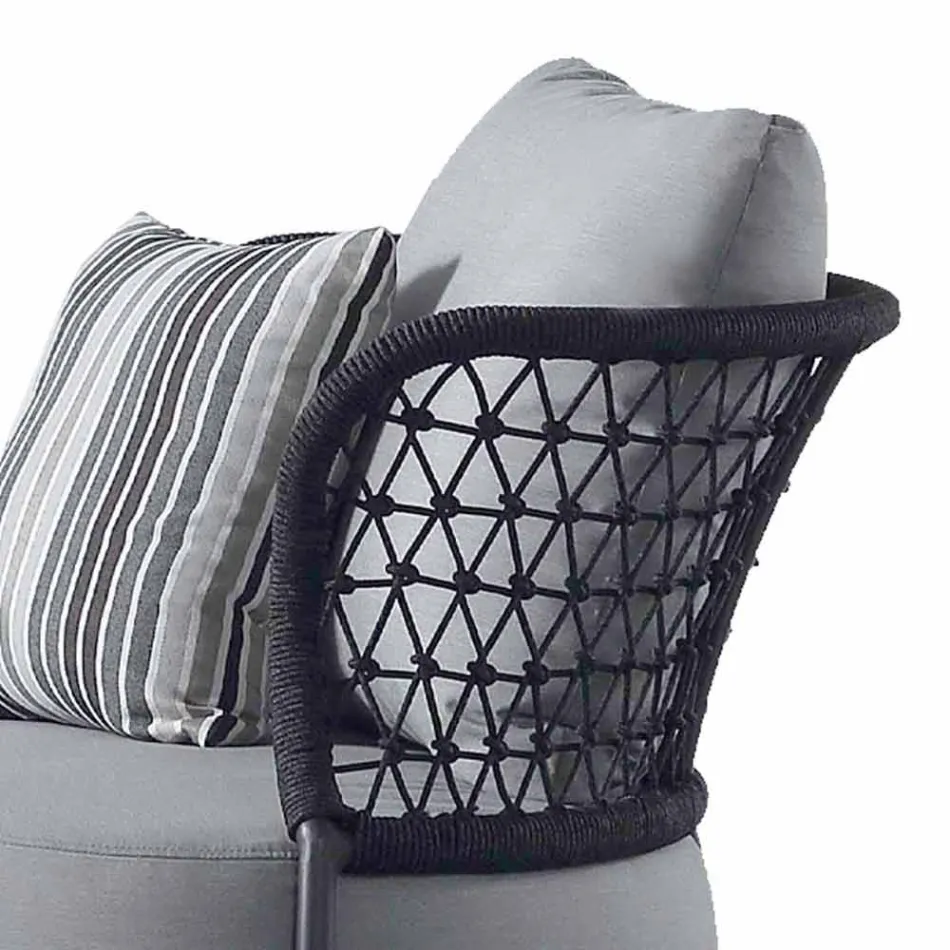 Garden Armchair Upholstered in Water-repellent Rubber with Mesh Backrest - Orosei Viadurini