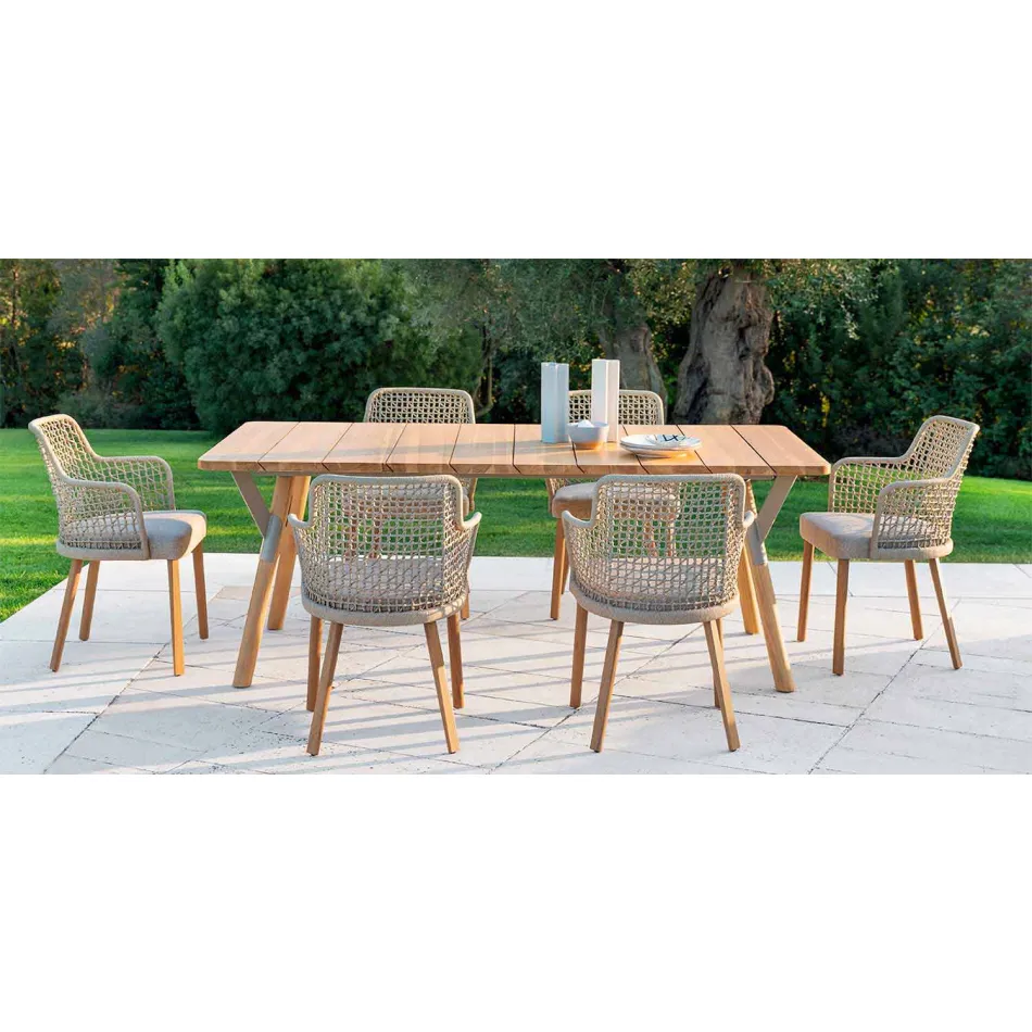 Modern Varaschin Emma garden armchair in solid iroko wood Viadurini