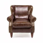 Indoor Armchair Completely in Vintage Leather Aged Effect - Stamp Viadurini