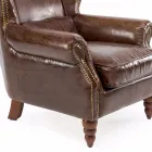 Indoor Armchair Completely in Vintage Leather Aged Effect - Stamp Viadurini