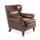 Indoor Armchair Completely in Vintage Leather Aged Effect - Stamp Viadurini