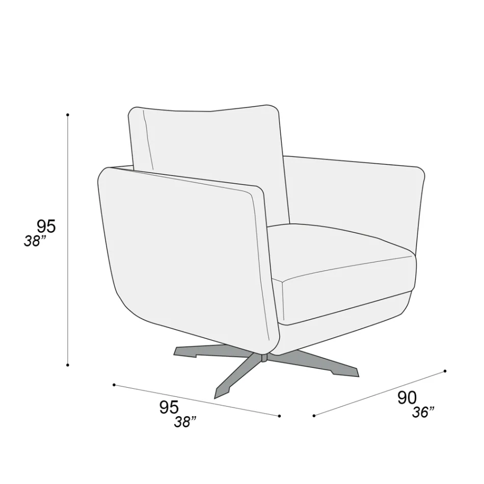 Living Room Armchair with Choice of Swivel or Fixed Base Made in Italy - Ironic Viadurini