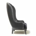 Eli leather armchair and black fur, classic luxury design Viadurini