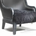 Eli leather armchair and black fur, classic luxury design Viadurini