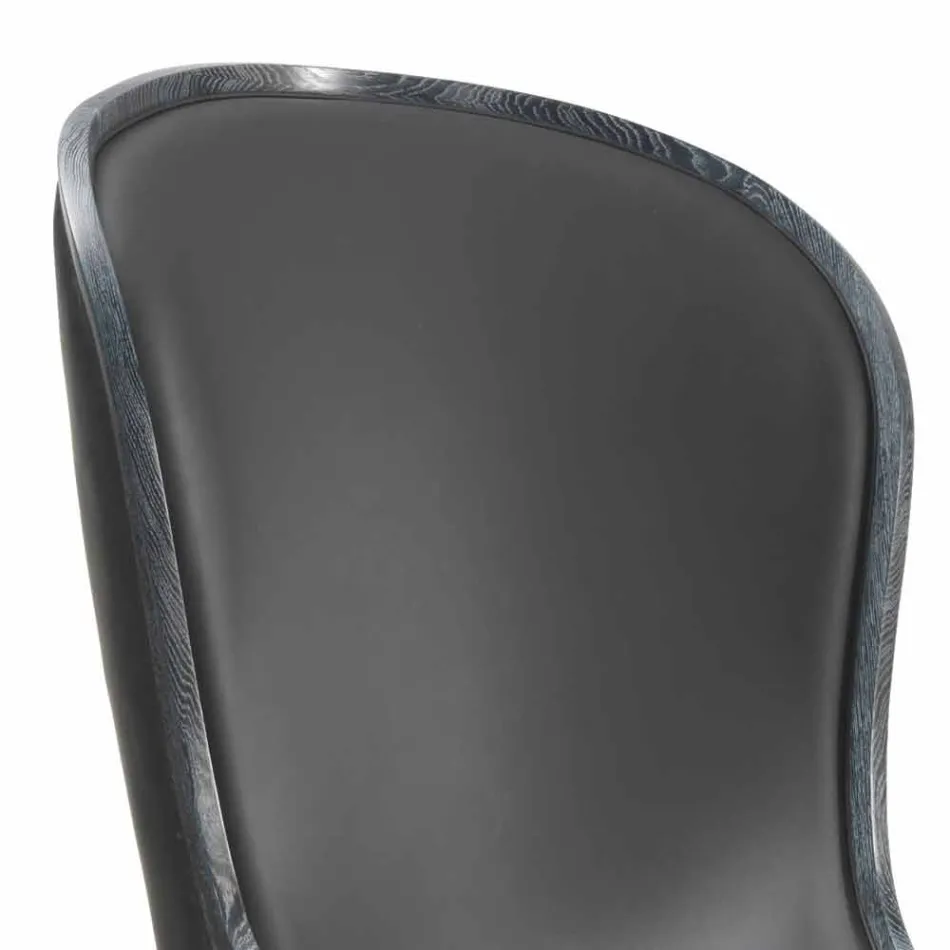 Eli leather armchair and black fur, classic luxury design Viadurini