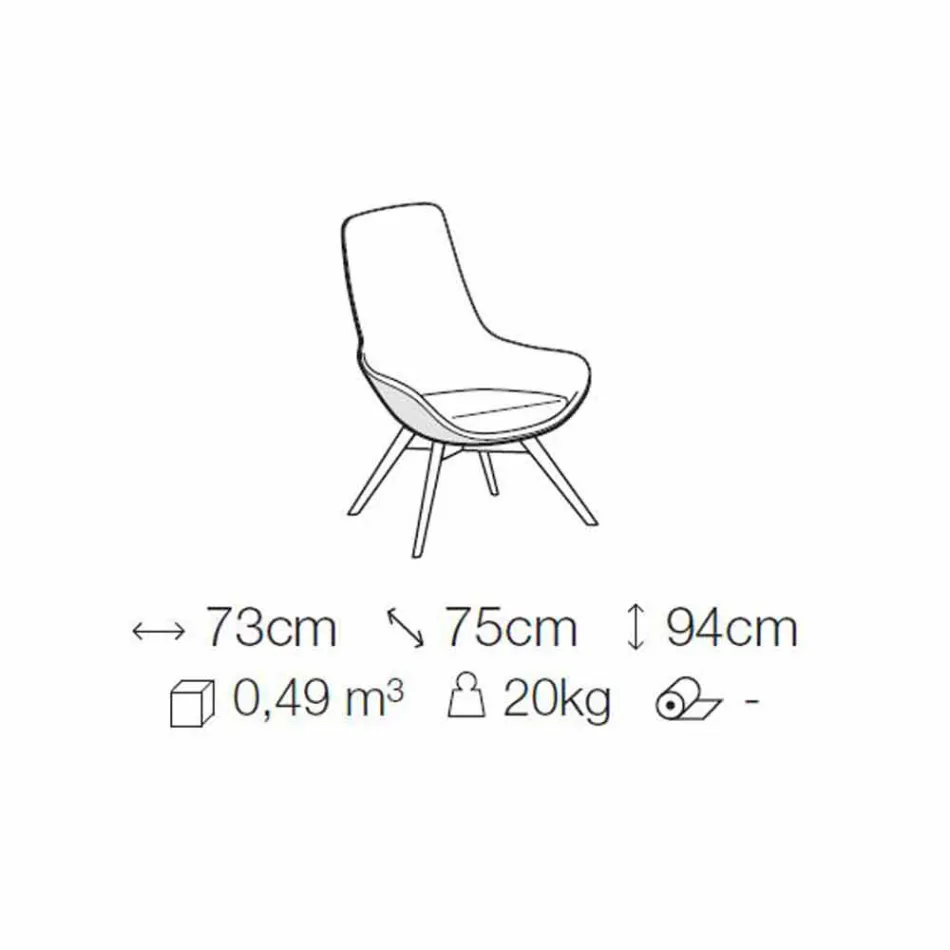 Living Room Armchair in Leather and Fabric with Wooden Base Made in Italy - Ama Viadurini